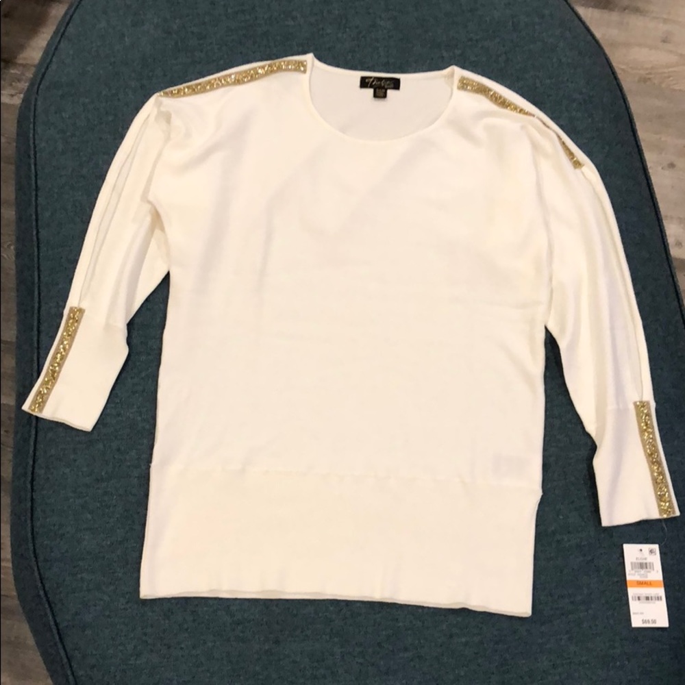 NWT Thalia Sodi embellished split sleeve sweater